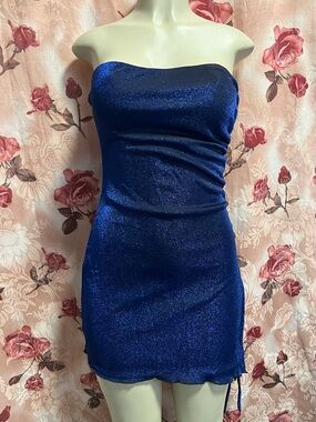Princess Polly Shimmery Strapless Mini Dress in Royal Blue